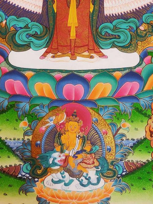 Sahasrabhuja Avalokitesvara Thangka, Tibetan Buddhist Art, Hand Painted, [real Gold], [three Great Bodhisattvas], [pancha Buddha]