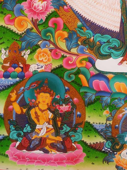 Sahasrabhuja Avalokitesvara Thangka, Tibetan Buddhist Art, Hand Painted, [real Gold], [three Great Bodhisattvas], [pancha Buddha]