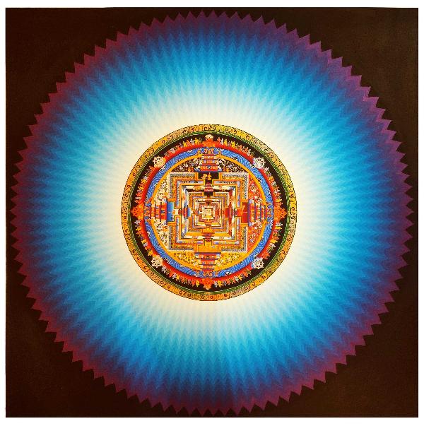 Kalachakra Thangka, Tibetan Buddhist Art, Hand Painted, [real Gold], Rainbow Design