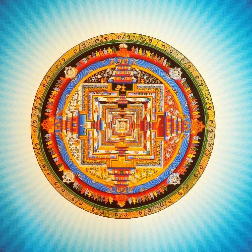 Kalachakra Thangka, Tibetan Buddhist Art, Hand Painted, [real Gold], Rainbow Design