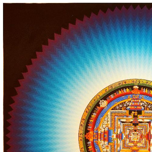 Kalachakra Thangka, Tibetan Buddhist Art, Hand Painted, [real Gold], Rainbow Design