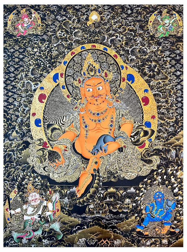 Five Jambhala Thangka, Tibetan Buddhist Art, Hand Painted, [real Gold]