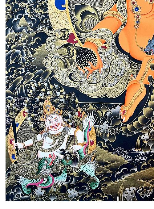 Five Jambhala Thangka, Tibetan Buddhist Art, Hand Painted, [real Gold]