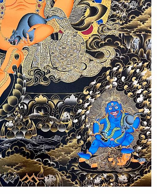 Five Jambhala Thangka, Tibetan Buddhist Art, Hand Painted, [real Gold]