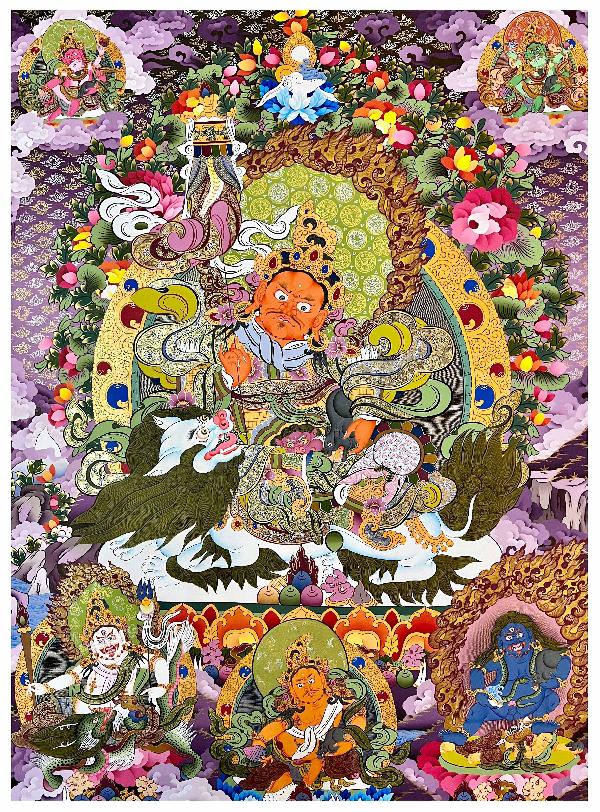 Jambhala: Namtose Thangka, Tibetan Buddhist Art, Hand Painted, [real Gold]