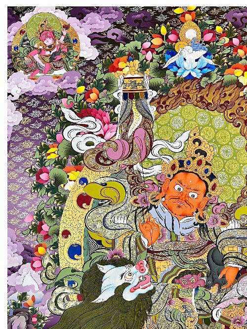 Jambhala: Namtose Thangka, Tibetan Buddhist Art, Hand Painted, [real Gold]
