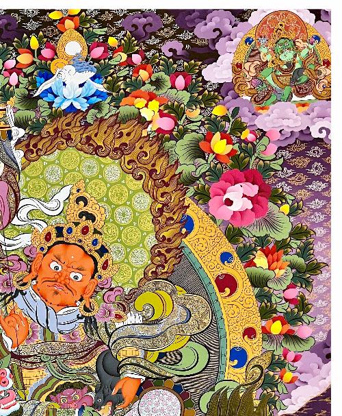Jambhala: Namtose Thangka, Tibetan Buddhist Art, Hand Painted, [real Gold]