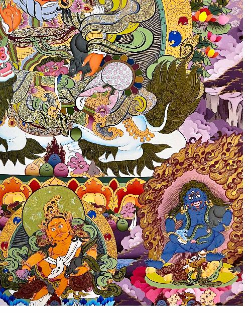Jambhala: Namtose Thangka, Tibetan Buddhist Art, Hand Painted, [real Gold]