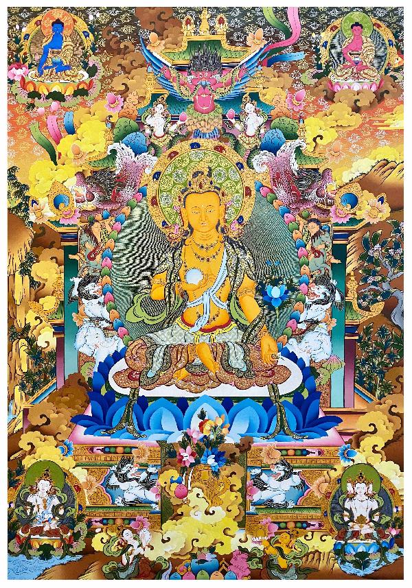 Ksitigarbha Thangka, Tibetan Buddhist Art, Hand Painted, [real Gold]