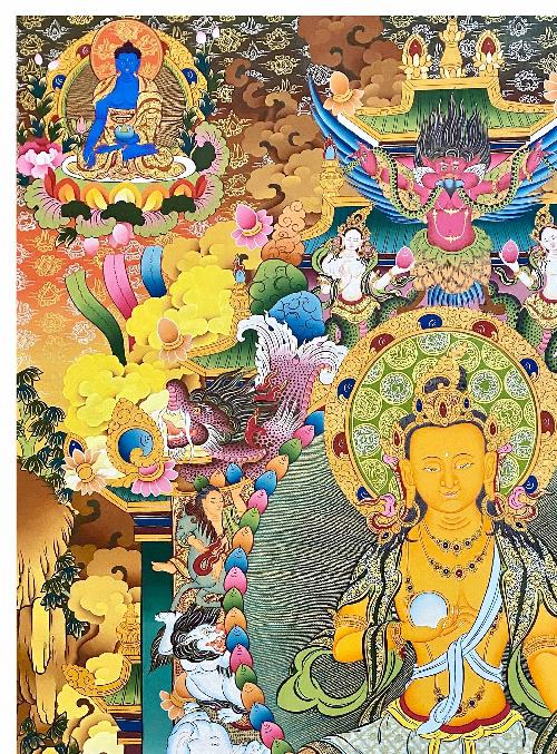 Ksitigarbha Thangka, Tibetan Buddhist Art, Hand Painted, [real Gold]