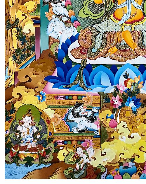 Ksitigarbha Thangka, Tibetan Buddhist Art, Hand Painted, [real Gold]