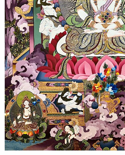 Maha Vairochana Thangka, Tibetan Buddhist Art, Hand Painted, [real Gold]