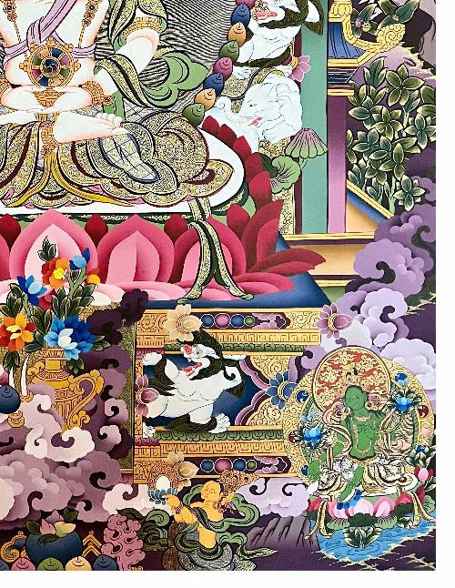 Maha Vairochana Thangka, Tibetan Buddhist Art, Hand Painted, [real Gold]