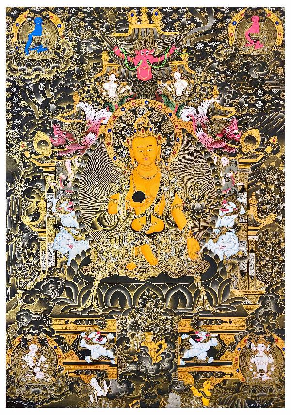 Ksitigarbha Thangka, Tibetan Buddhist Art, Hand Painted, [real Gold]