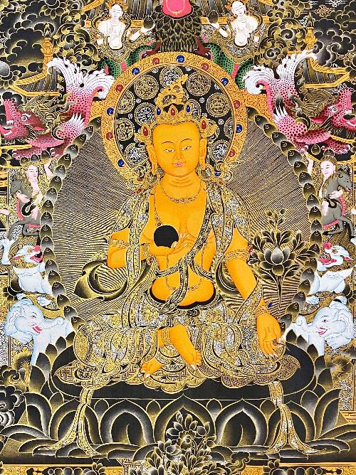 Ksitigarbha Thangka, Tibetan Buddhist Art, Hand Painted, [real Gold]
