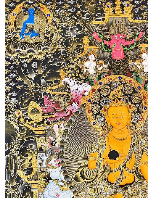 Ksitigarbha Thangka, Tibetan Buddhist Art, Hand Painted, [real Gold]