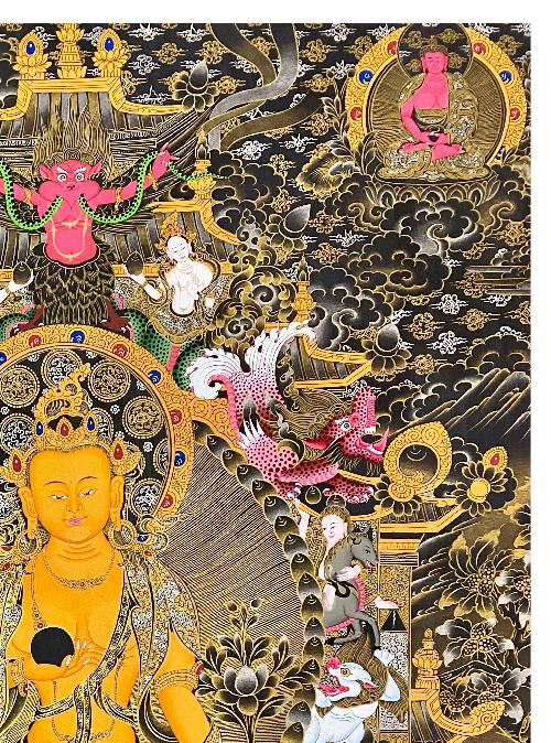 Ksitigarbha Thangka, Tibetan Buddhist Art, Hand Painted, [real Gold]