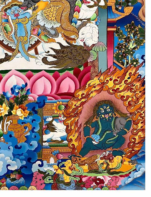 Jambhala: Namtose Thangka, Tibetan Buddhist Art, Hand Painted, [real Gold]