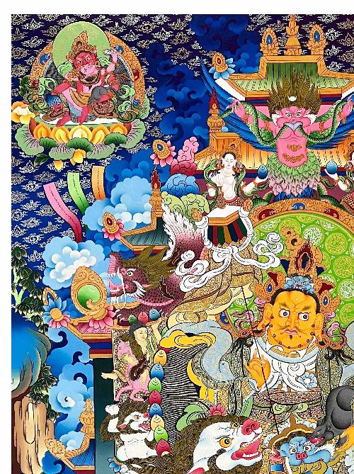 Jambhala: Namtose Thangka, Tibetan Buddhist Art, Hand Painted, [real Gold]