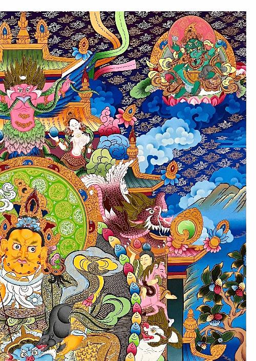 Jambhala: Namtose Thangka, Tibetan Buddhist Art, Hand Painted, [real Gold]