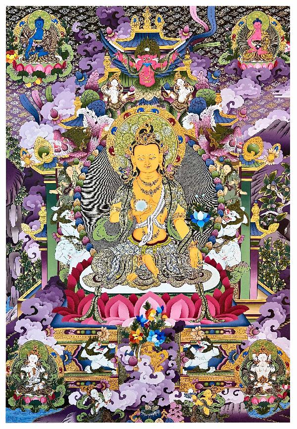 Ksitigarbha Thangka, Tibetan Buddhist Art, Hand Painted, [real Gold]