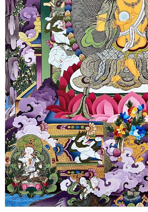Ksitigarbha Thangka, Tibetan Buddhist Art, Hand Painted, [real Gold]