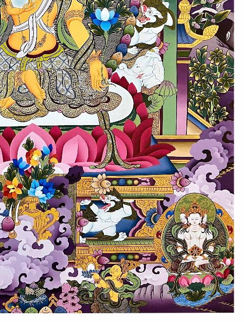 Ksitigarbha Thangka, Tibetan Buddhist Art, Hand Painted, [real Gold]