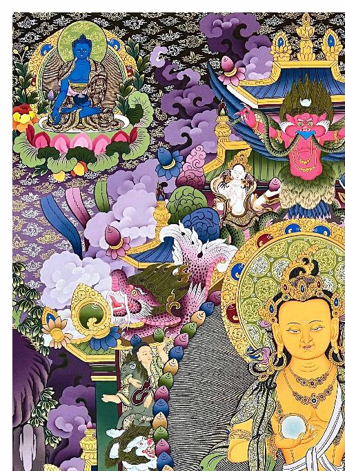 Ksitigarbha Thangka, Tibetan Buddhist Art, Hand Painted, [real Gold]
