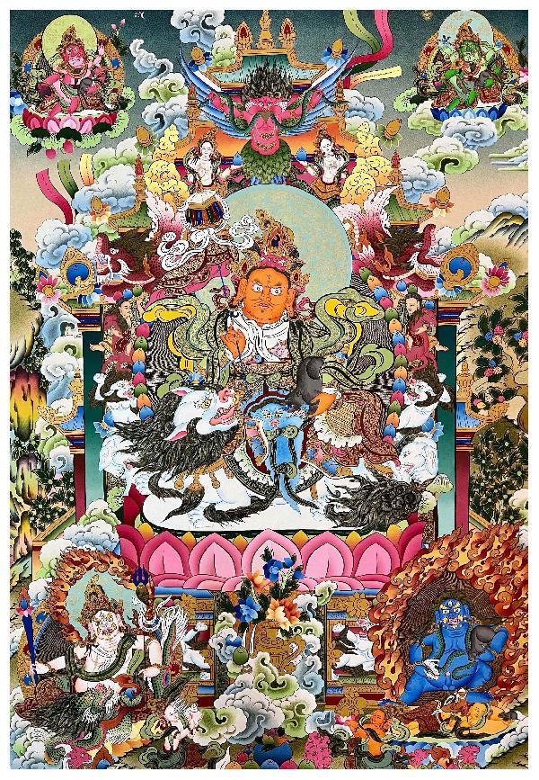 Jambhala: Namtose Thangka, Tibetan Buddhist Art, Hand Painted, [real Gold]