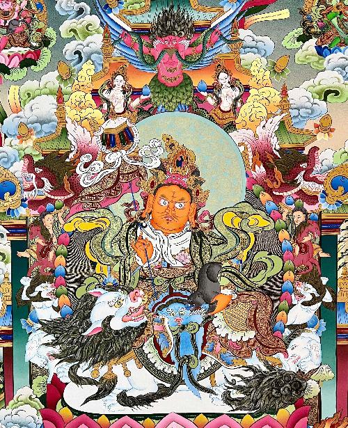 Jambhala: Namtose Thangka, Tibetan Buddhist Art, Hand Painted, [real Gold]