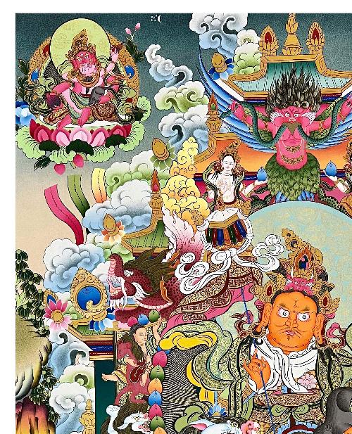 Jambhala: Namtose Thangka, Tibetan Buddhist Art, Hand Painted, [real Gold]