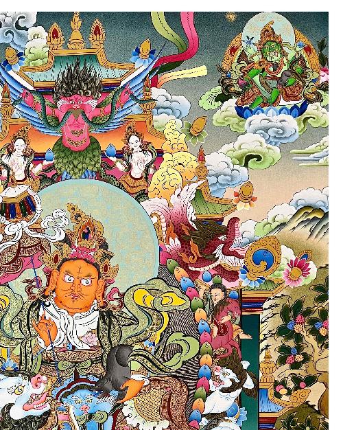 Jambhala: Namtose Thangka, Tibetan Buddhist Art, Hand Painted, [real Gold]