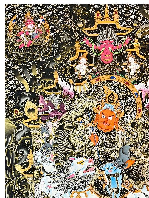Jambhala: Namtose Thangka, Tibetan Buddhist Art, Hand Painted, [real Gold]