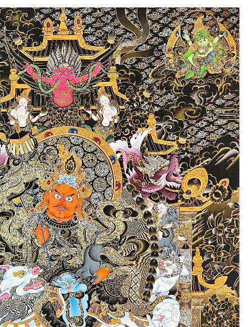 Jambhala: Namtose Thangka, Tibetan Buddhist Art, Hand Painted, [real Gold]