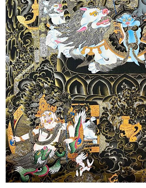 Jambhala: Namtose Thangka, Tibetan Buddhist Art, Hand Painted, [real Gold]