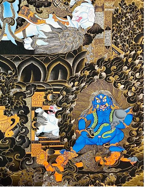 Jambhala: Namtose Thangka, Tibetan Buddhist Art, Hand Painted, [real Gold]