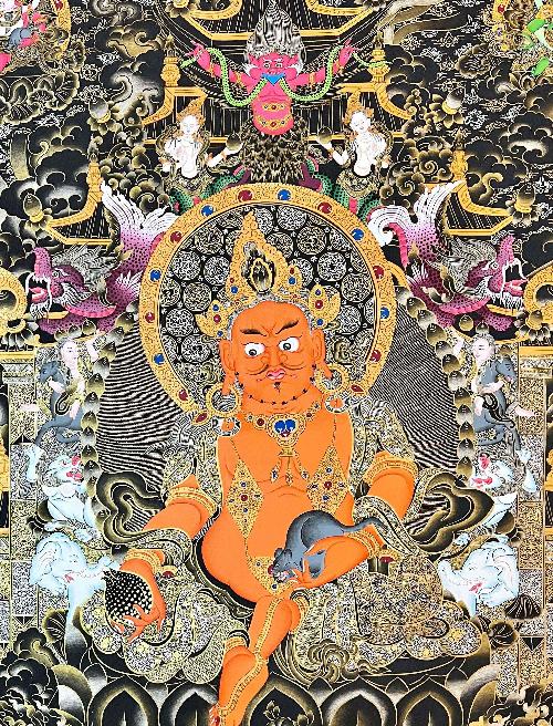 Five Jambhala Thangka, Tibetan Buddhist Art, Hand Painted, [real Gold]