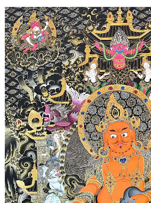 Five Jambhala Thangka, Tibetan Buddhist Art, Hand Painted, [real Gold]