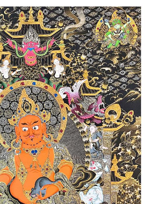 Five Jambhala Thangka, Tibetan Buddhist Art, Hand Painted, [real Gold]