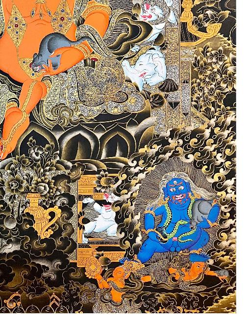 Five Jambhala Thangka, Tibetan Buddhist Art, Hand Painted, [real Gold]