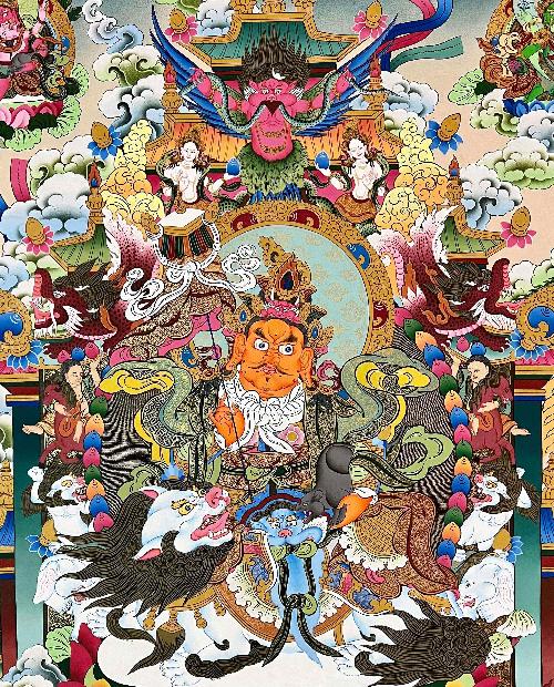 Jambhala: Namtose Thangka, Tibetan Buddhist Art, Hand Painted, [real Gold]