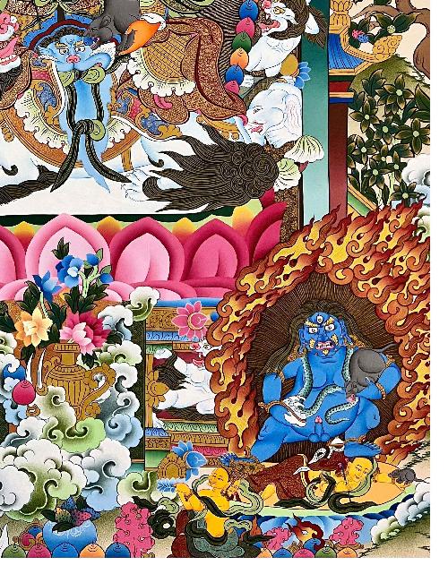 Jambhala: Namtose Thangka, Tibetan Buddhist Art, Hand Painted, [real Gold]