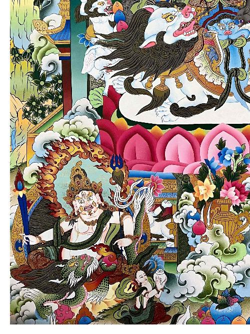 Jambhala: Namtose Thangka, Tibetan Buddhist Art, Hand Painted, [real Gold]