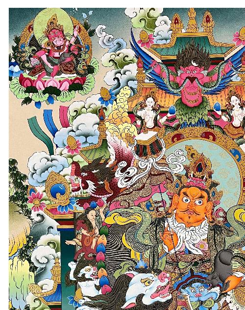 Jambhala: Namtose Thangka, Tibetan Buddhist Art, Hand Painted, [real Gold]