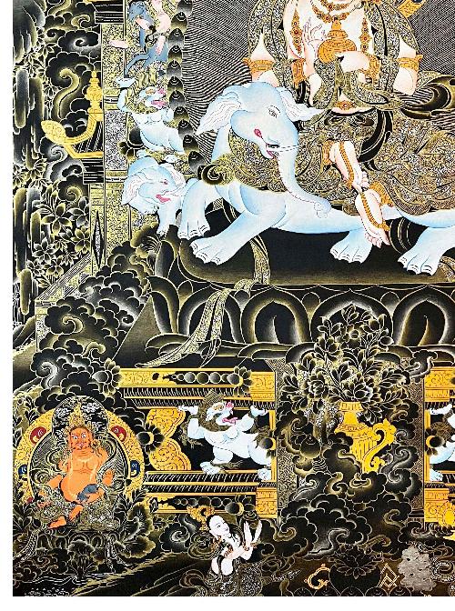 Samantabhadra Thangka, Tibetan Buddhist Art, Hand Painted, [real Gold]