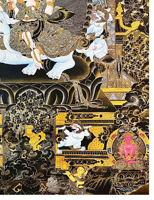 Samantabhadra Thangka, Tibetan Buddhist Art, Hand Painted, [real Gold]