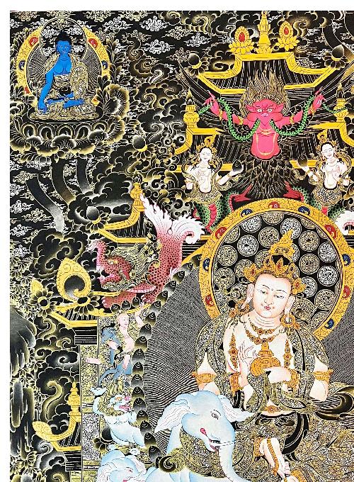 Samantabhadra Thangka, Tibetan Buddhist Art, Hand Painted, [real Gold]