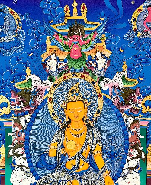 Ksitigarbha Thangka, Tibetan Buddhist Art, Hand Painted, [real Gold]