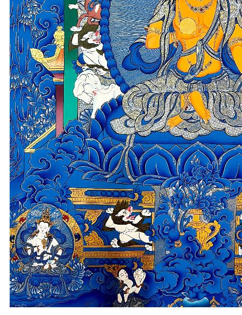 Ksitigarbha Thangka, Tibetan Buddhist Art, Hand Painted, [real Gold]