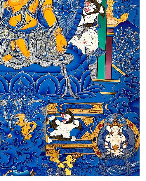 Ksitigarbha Thangka, Tibetan Buddhist Art, Hand Painted, [real Gold]